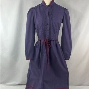 Vintage Lanz Original Purple Grannycore Prairie Fit & Flare Dress Size‎ Small